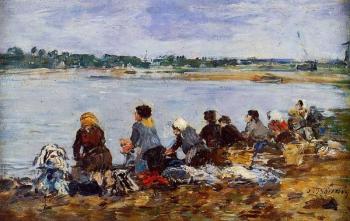 尤金 佈丹 Laundresses on the Bankes of the Touques 尤金 佈丹 Laundresses on the Bankes of the Touques